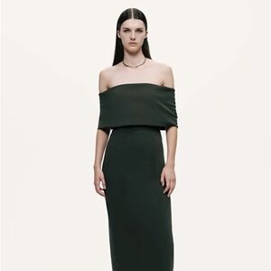 Chic Off-Shoulder Dark Green Dress